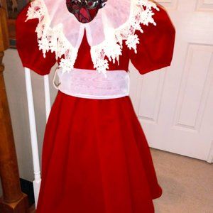 VINTAGE VICTORY! Elegant joLene Vintage Velvet Dress w/Lace Collar, 5Girl